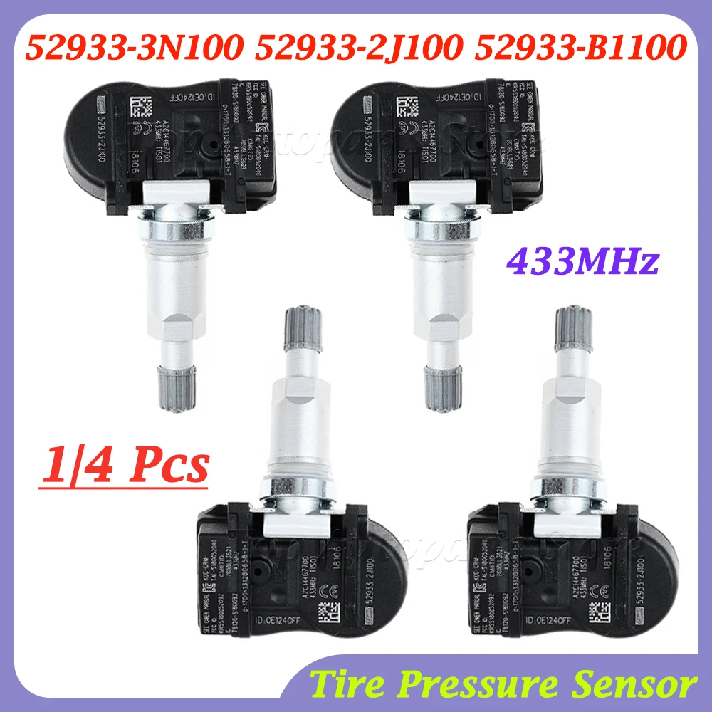 

1/4PCS 52933-3N100 For Hyundai Accent Equus I30 ix20 Kia Rio Ceed 52933-2J100 52933-B1100 433MHz Tire Pressure Sensor TPMS