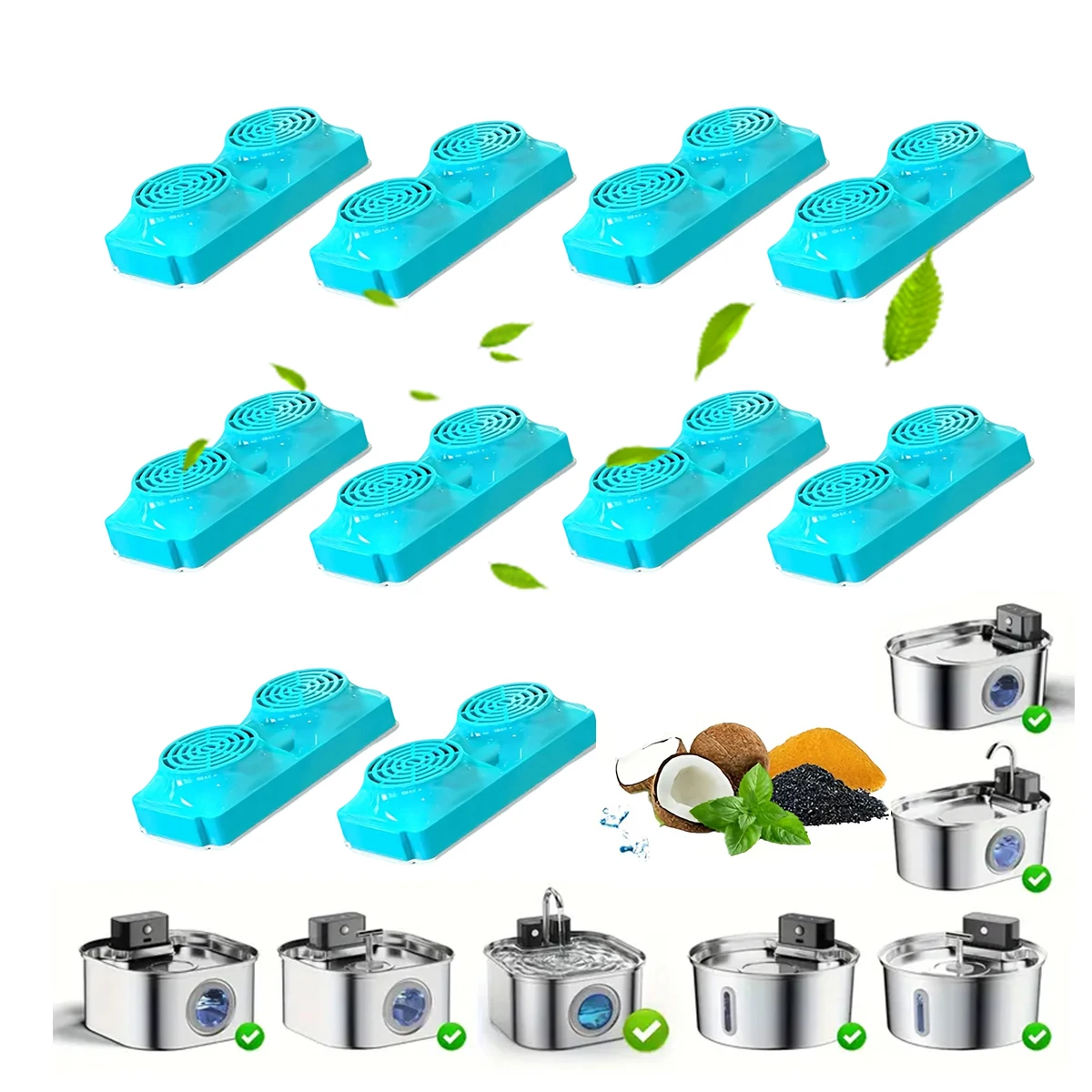 10/20/30er Pack Edelstahl-Ersatzfilter für 3,2L Smart Pet Fountain Zubehör Katze D – Detail 1