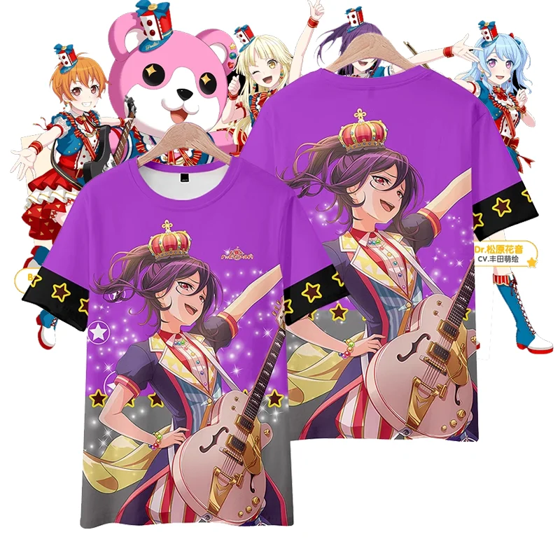 Girl Band BanG Dream Hello Happy World 3D T-shirt Fashion Cool Kid Cosplay Anime Tee Summer Harajuku Unisex Short Sleeve Y2k Top