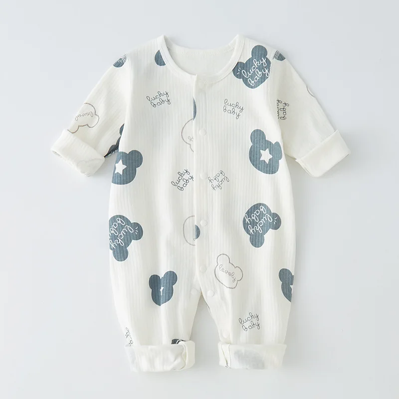 Boys Girls Newborn Romper 100% Cotton Clothing Baby 0-12M Cute Prints Long Sleeve Soft Infant Babe Pajamas for Four Season