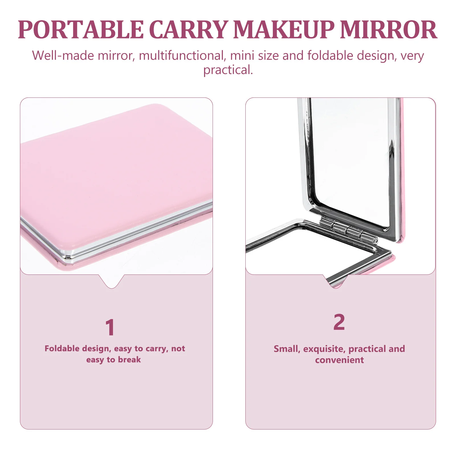 3Pcs Portable Makeup Mirror Delicate Compact Folding Mirror for Girls Travel Outdoor Use Girl Makeup Tool Mirrors
