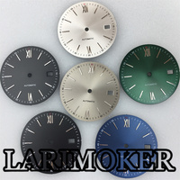 LARIMOKER 31mm Fit NH35 NH36 Movement Watch Dial Date Window blue/black/green/grey/white sunburst dial with silver marks