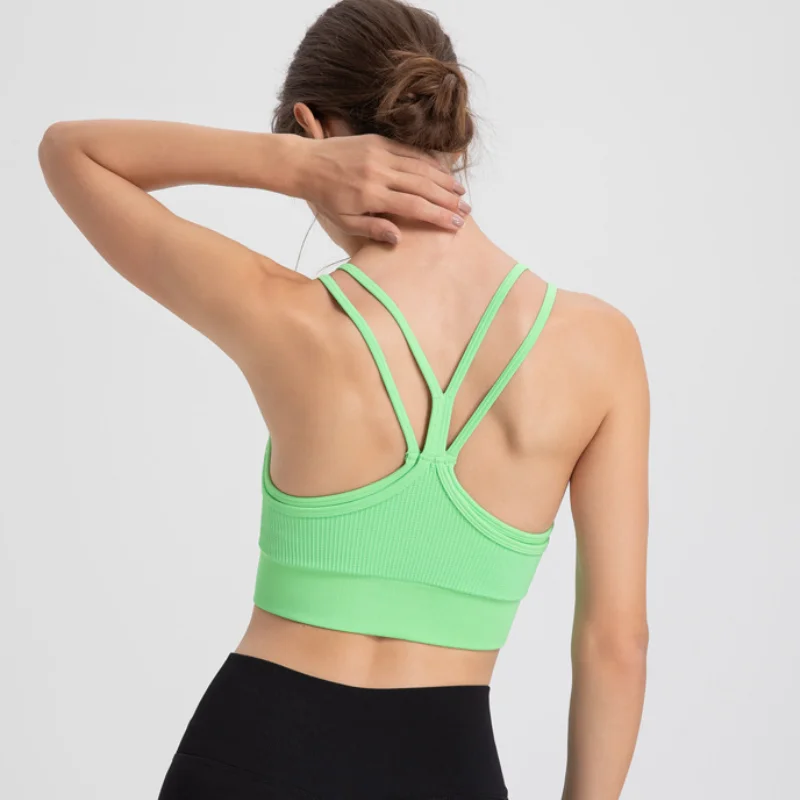 Soutien-gorge fileté à séchage rapide pour femme, chemise d'entraînement sportive, sous-vêtements de sport, haut de fitness, yoga et gym, chemise d'entraînement active