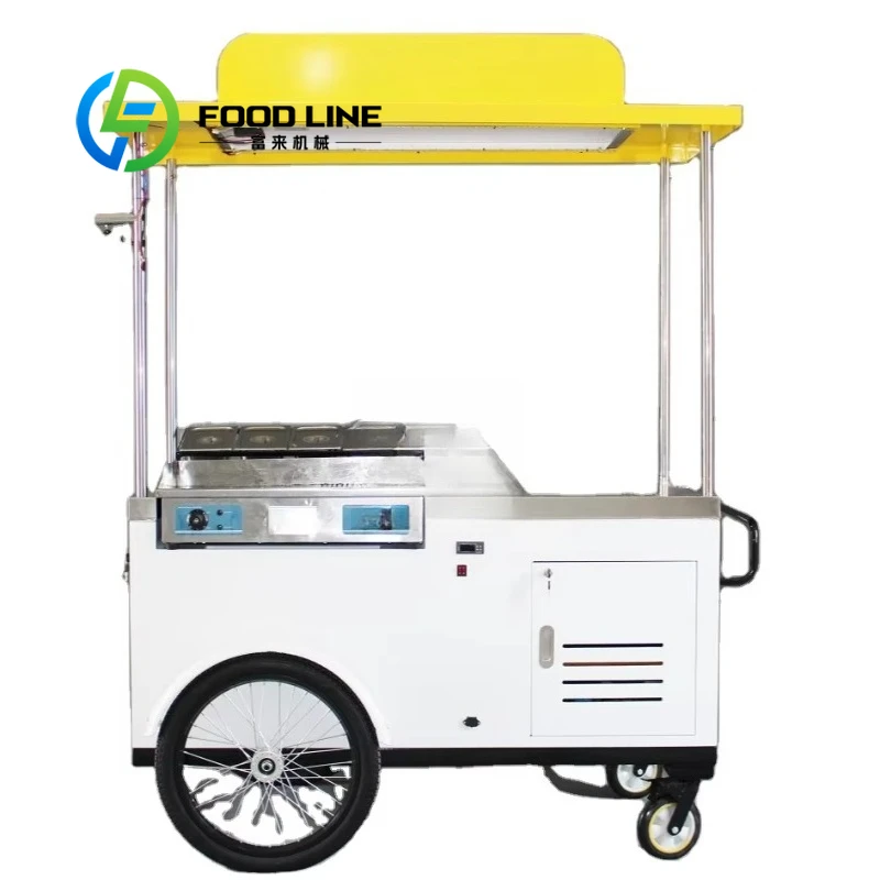 

3 Wheel Mobile Street BBQ Hot Dog Cart Fast Food Bike Grill Bicycle Tricycle Hand-push Mobile Vending Carts Refrigerator Trailer