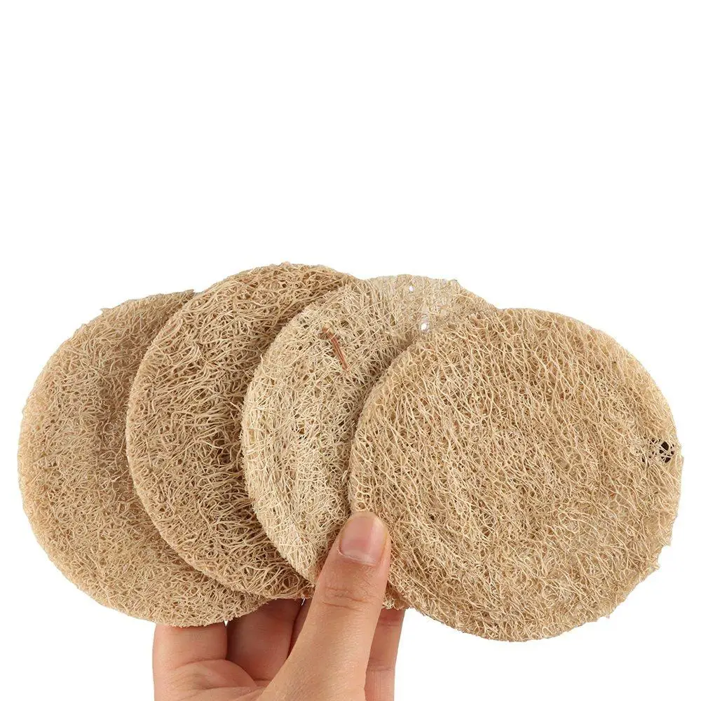 Home Accessorie Round Tea Cup Mat Natural Double sided Teapot Pad Loofah Fibre Chinese Loofah Mat Tea