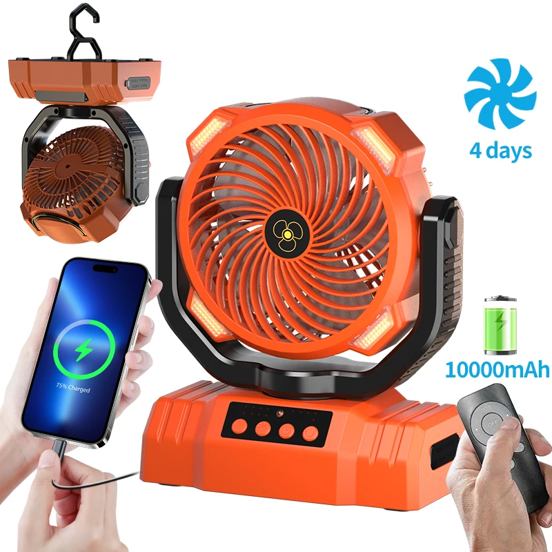 

Multifunctional Portable camping Fan 10000mah Rotating Hanging Fan Night Light Air Cooler Outdoor Camping Tent fans ventilador