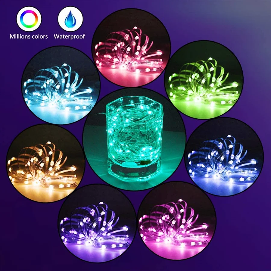 20M 10M 5M BT Christmas Tree String Lights RGB USB Remote Fairy Lights Smart App Control Garland Lamp for New Year Patio Decor