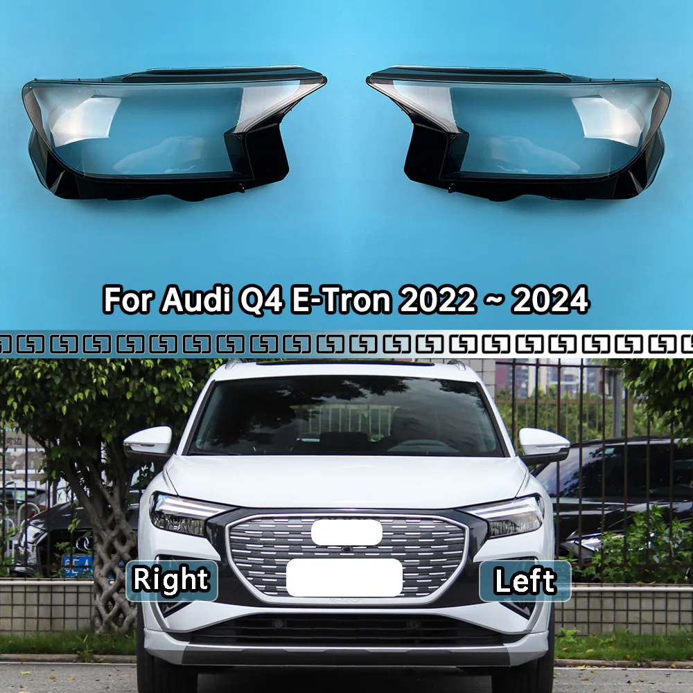 For Audi Q4 E-Tron 2022 2023 2024 Front Headlamp Cover Transparent Lampshades Lamp Shell Masks Headlight Shade Lens Plexiglass