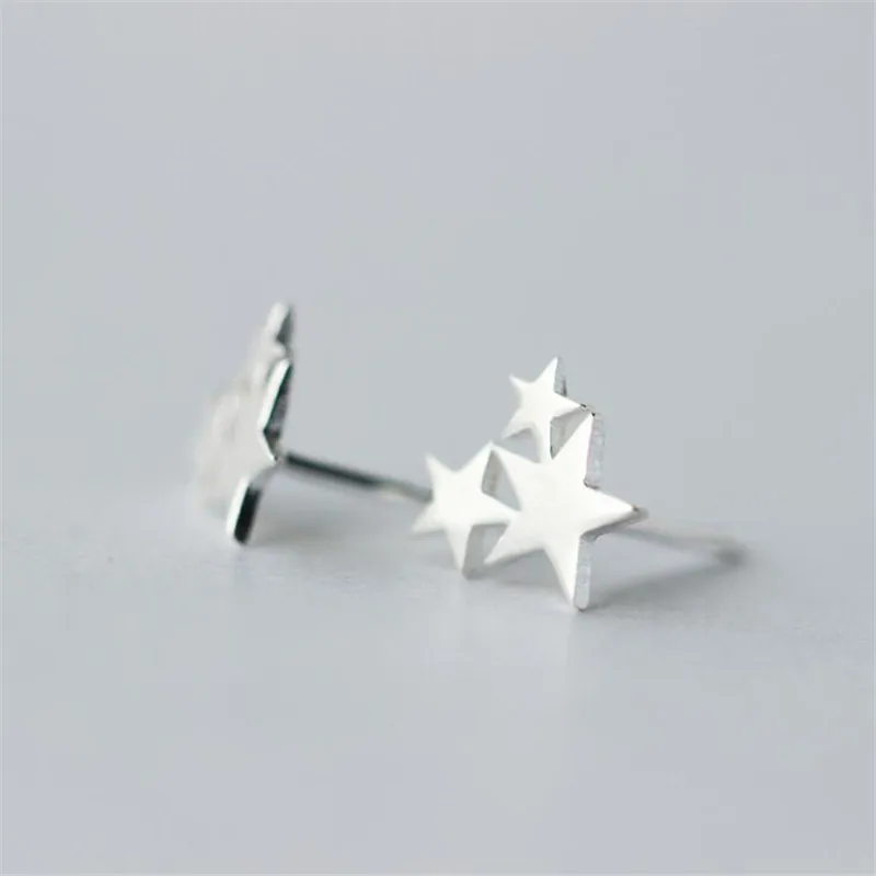 925 Sterling Silver Fashion Jewelry Simple Five-pointed Stars Men and Women Couple Popular Stud Earrings  E217