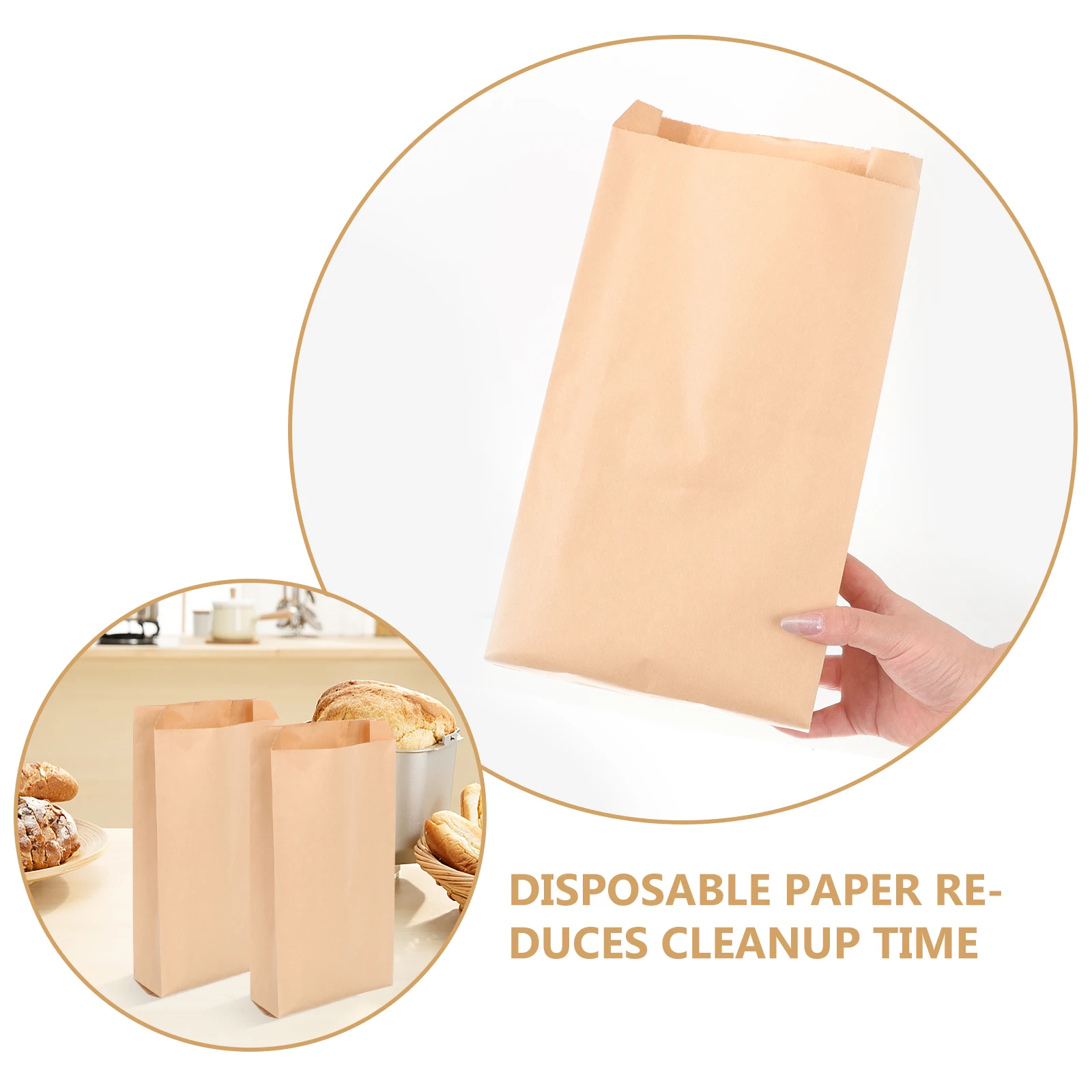 

100Pcs Kraft Paper Bags Disposable Snack Holders for Baking Muffin Pouches Cupcake Wrappers Brown Paper Bags Lunch Size