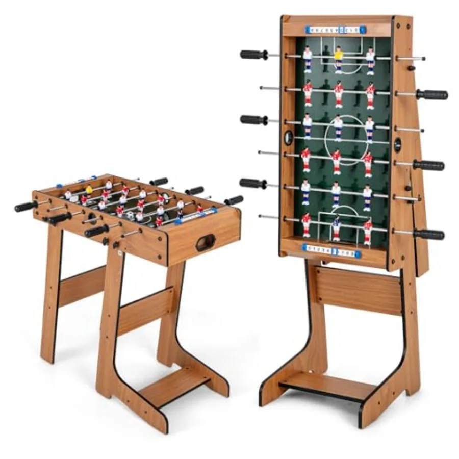 

Folding Foosball Table Freestanding Soccer Game Table with 2 Balls for Family Home Game Room Teens Adult