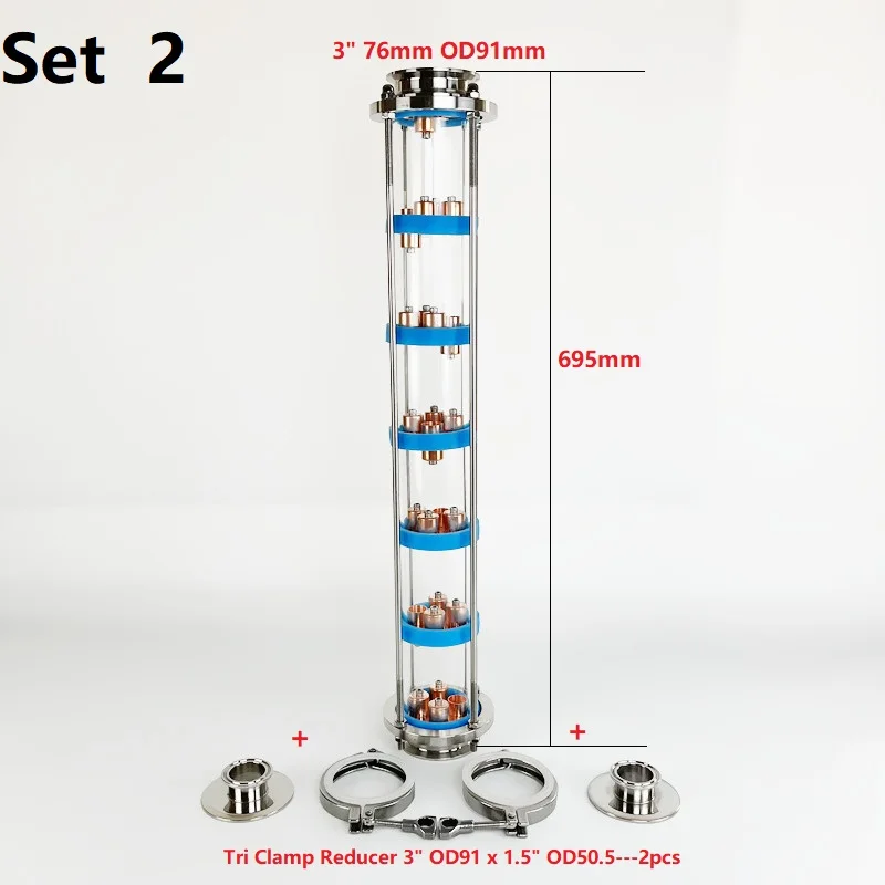 Imagem -02 - Coluna da Lente da Destilação de Od91 mm com Peças Placa da Bolha de Cobre Define para o Homebrew Coluna Ss304 da Destilação de Camadas 3