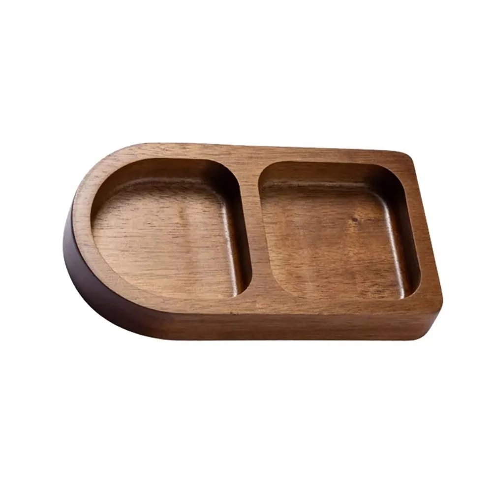 1Pcs Durable 2/3/4 Grids Solid Wood Tray Wooden Retro Seasoning Tray Food Plate Breakfast Food Sushi Bread Dessert Sauce