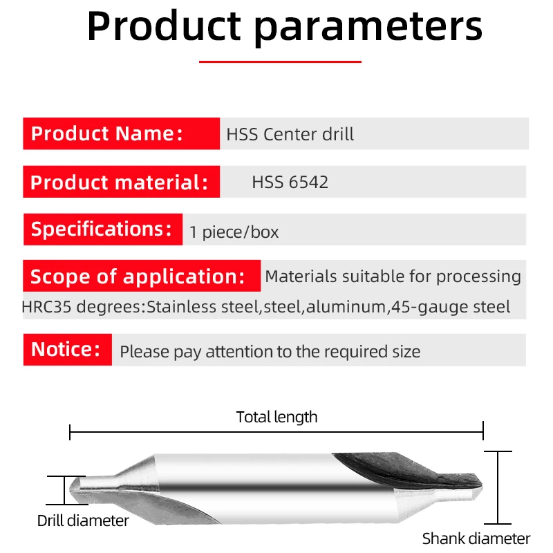 HSS  Combined center drill A type B type 60 degree M35 Countersinks Angle Bit Set 1-10mm Carbide Metal Drill Bit 1PCS