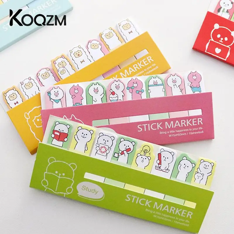 Cartoon Animals Note Paper Cute Sticky Notes Creative Bookmark Self-adhesive Note Paper School Supplies Message Sticker Repeat