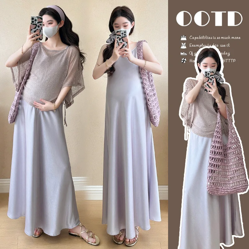 

Pregnant Women's Summer Dress 2025 New Style Pregnant Women's High-end Temperament Camisole Skirt