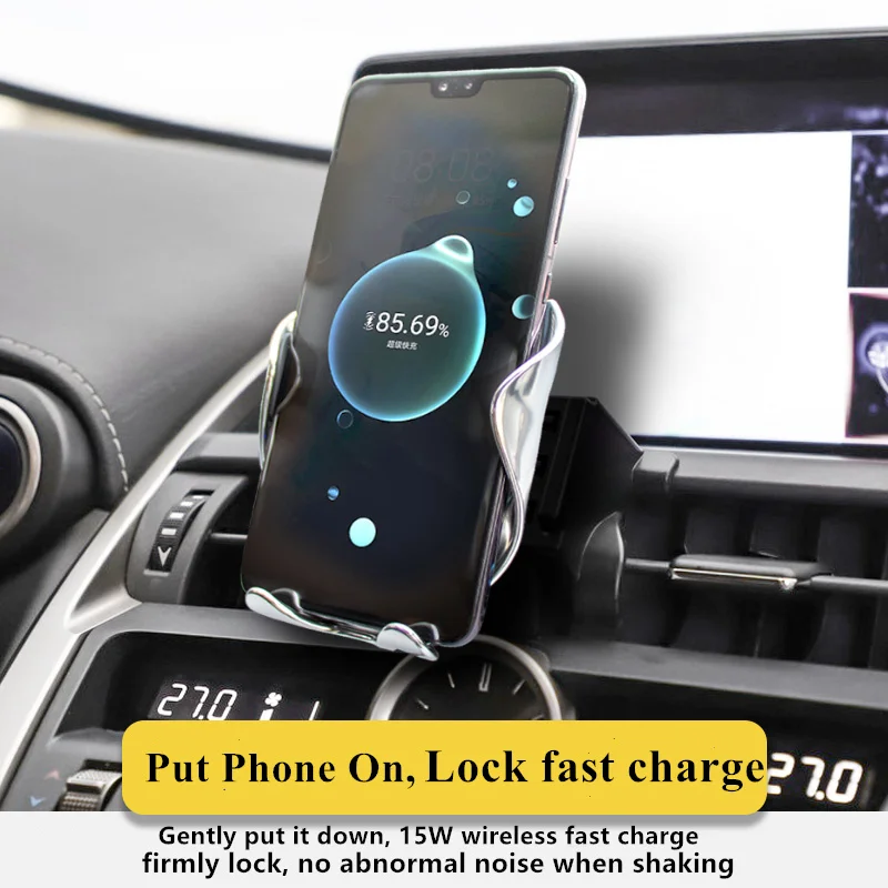 Dedicated for Lexus NX 2014-2021 Car Phone Holder 15W Qi Wireless Car Charger for iPhone Xiaomi Samsung Huawei Universal