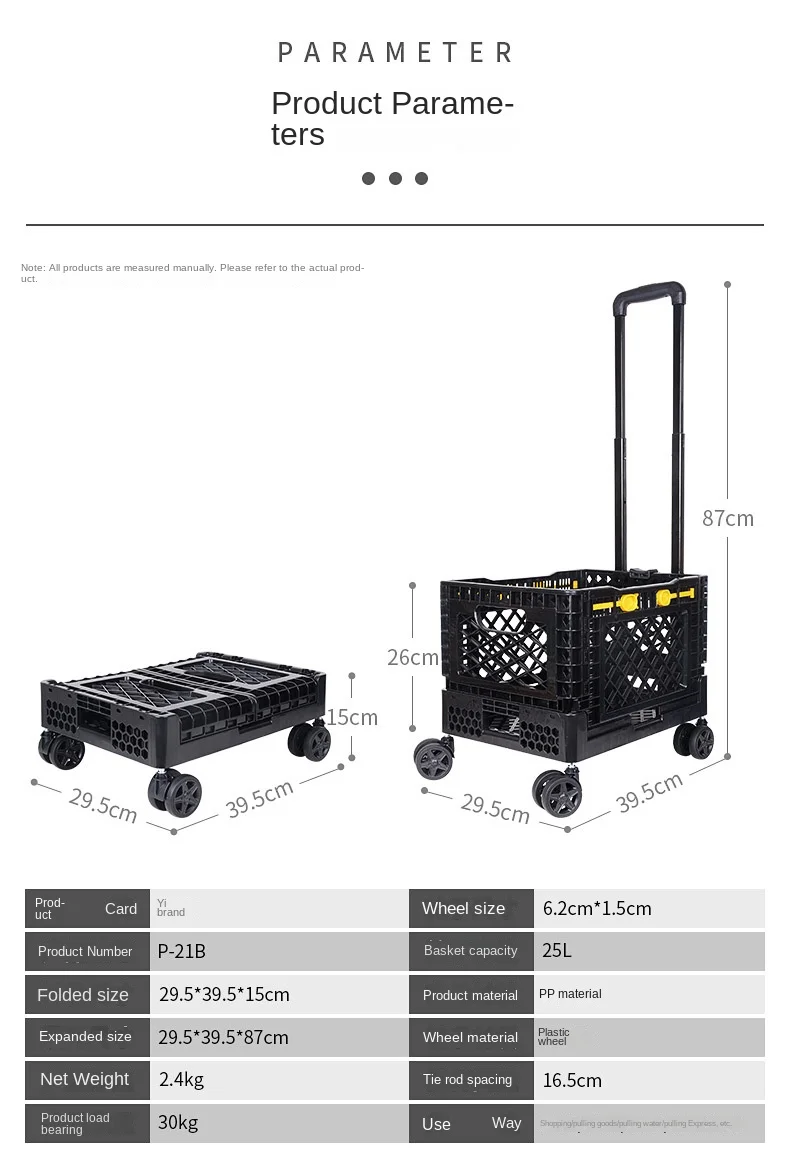 Folding Cart Universal Wheel Portable Shopping Trolley Shopping Luggage Trolley Lever Car Luggage Trolley with Basket