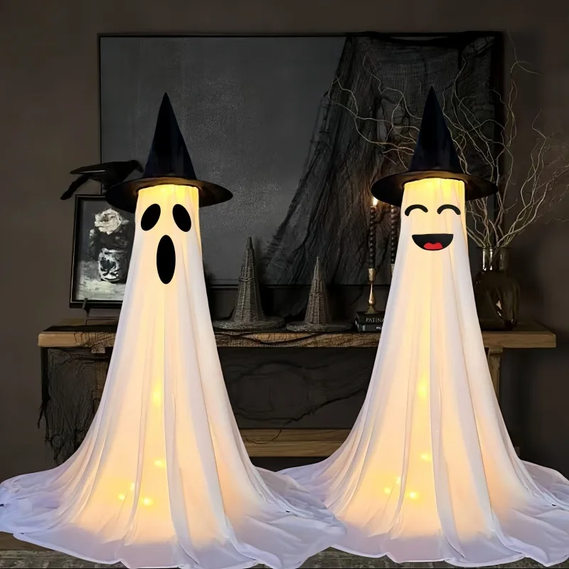 

Halloween Decor DIY Light-Up Spooky Ghosts Witch Hats Crafts Kits for Front Porch Yard Haunted House Halloween Decorations
