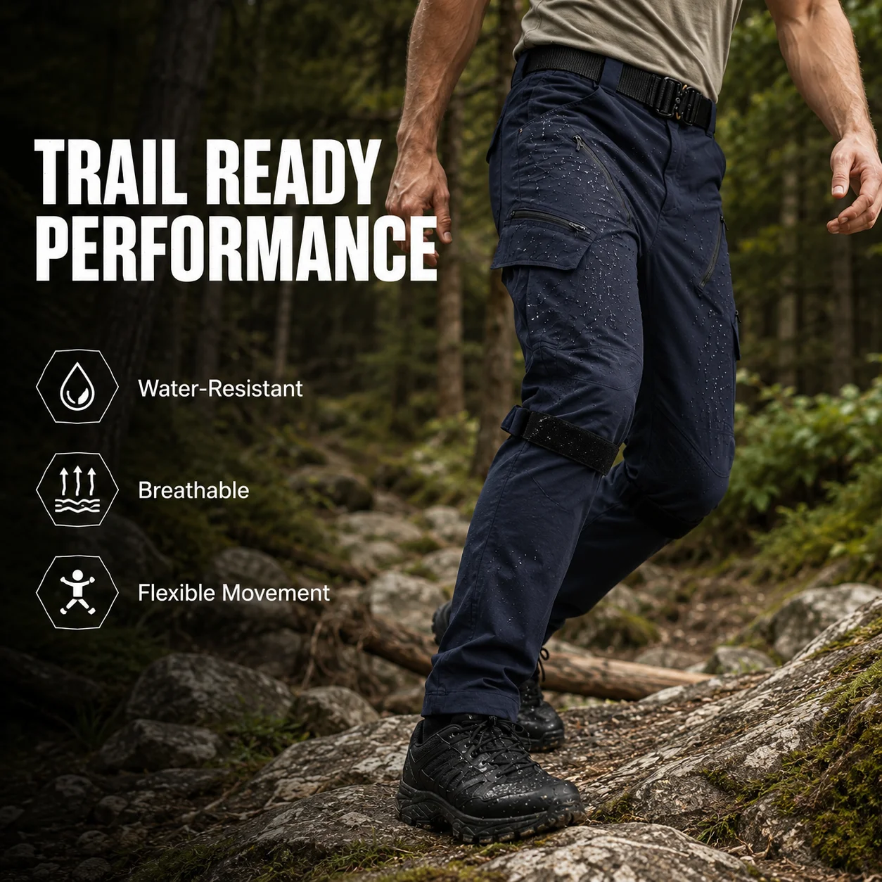Mens Waterproof Tactical Pants Multi Pocket Cargo Joggers Outdoor Hiking Hunting Stretch Ripstop Work Trousers Spring Autumn