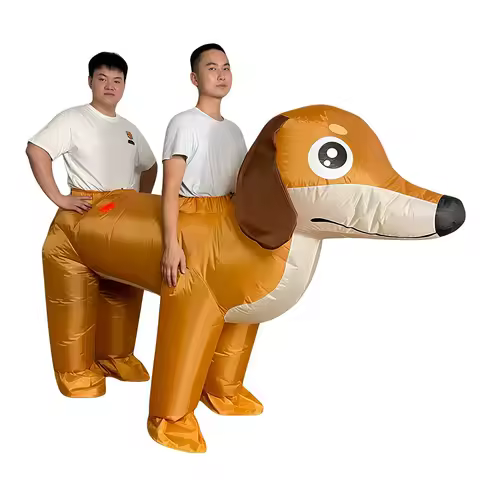 Adult Inflatable Couples Dog Riding Cosplay Costumes Halloween Funny Suit Performance Festival Props