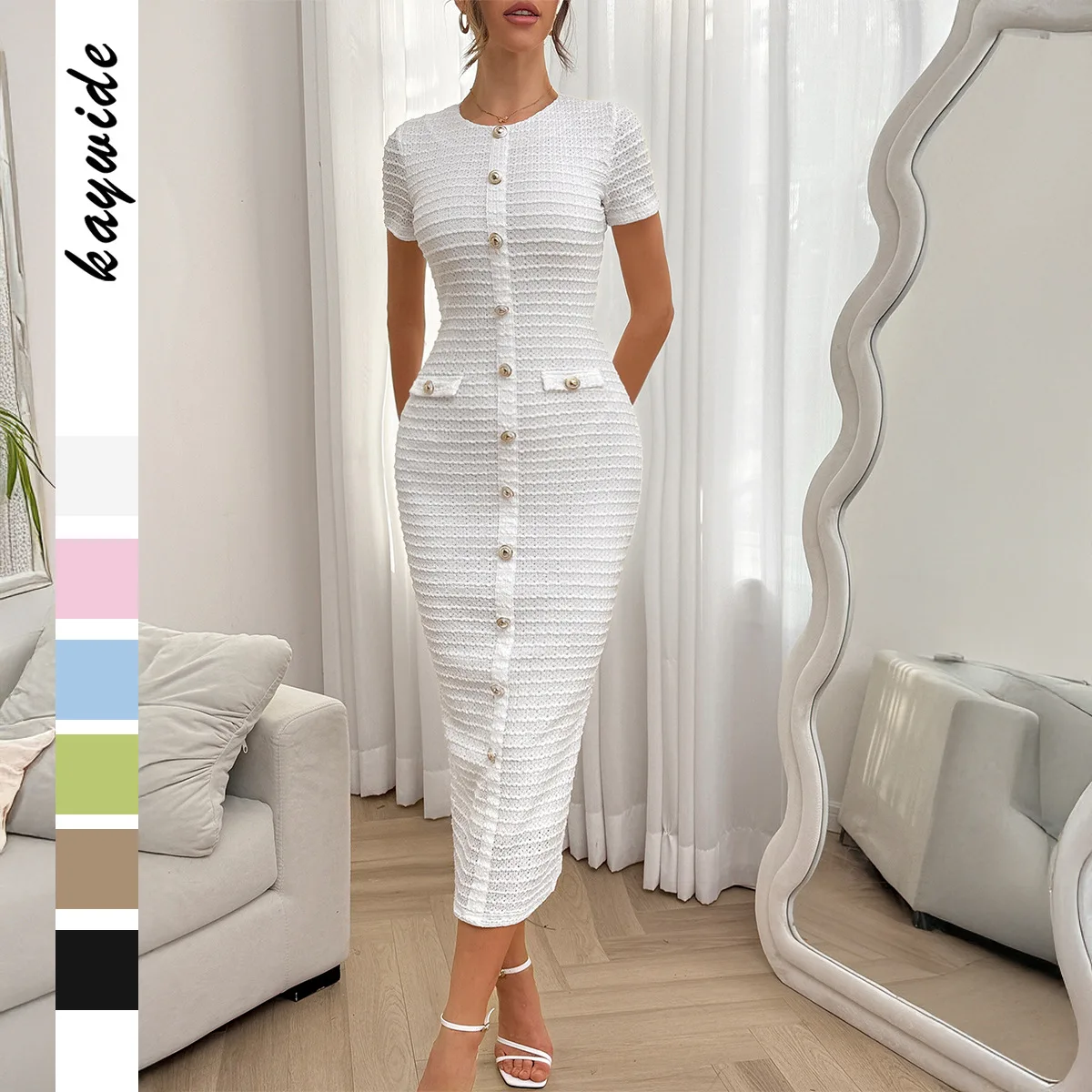 

Buttoned Slim-fit Dress Women's Clothing 2026 Spring/summer High-waisted Slimming Summer Dresses 2026 Sexy Luxury Prom