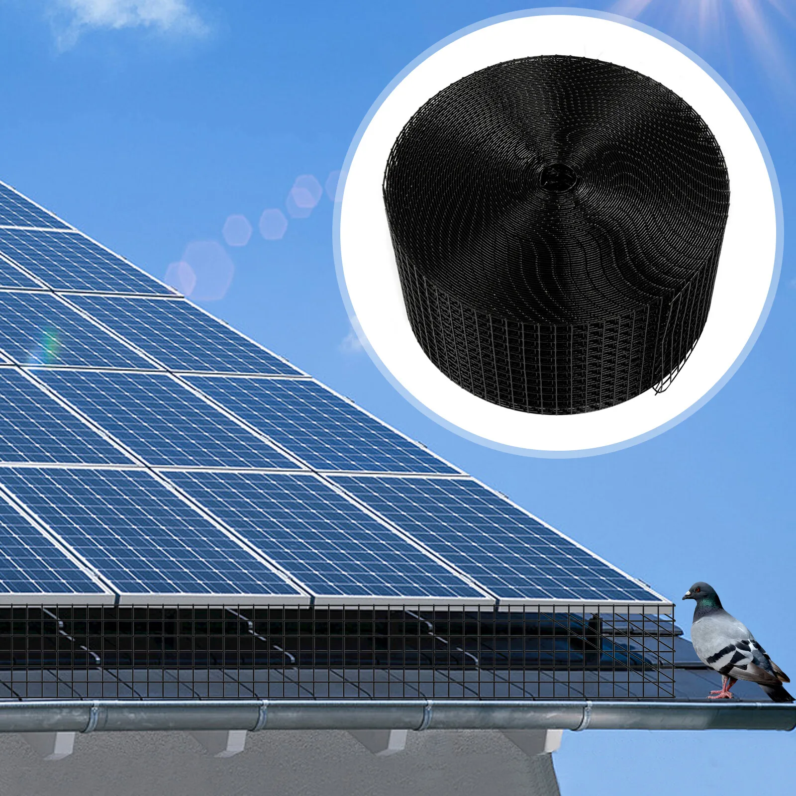 Solar Panel Wire Mesh Roll Pigeon Bird Proofing Guard Kit for Home and Garden Protection