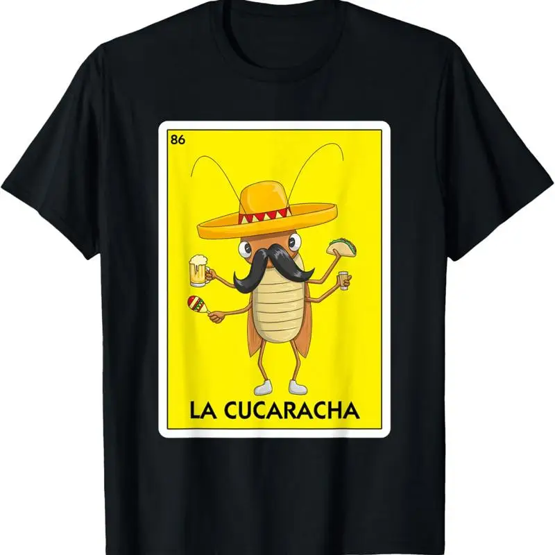 Camiseta del juego de cartas mexicano de La Cucaracha cucaracha con cerveza Taco