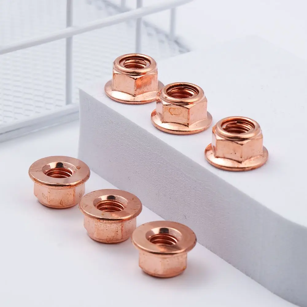 12Pcs M8 Copper Nuts 8mm Hex Nuts High Temperature Nuts Manifold Flashed Exhaust Practical Tool High Quality Home Hardware