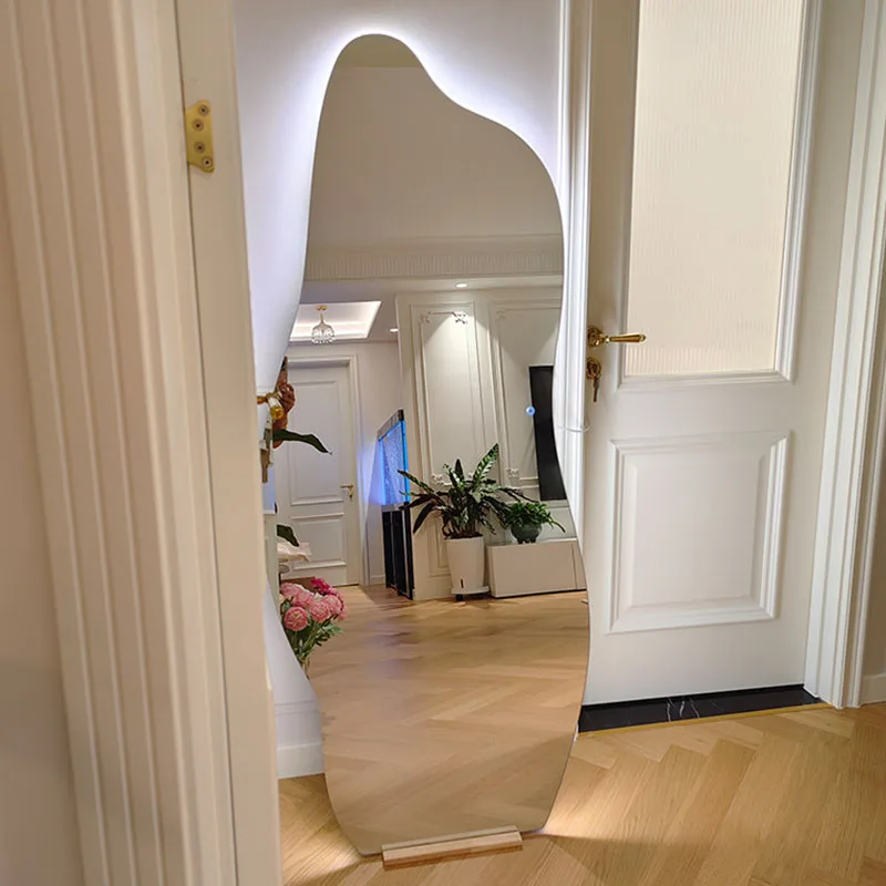 

Luxury Irregular Mirror Living Room Modern Moving Full Body Men Standing Girls Bedroom Mirror Bathroom Espelhos Home Products