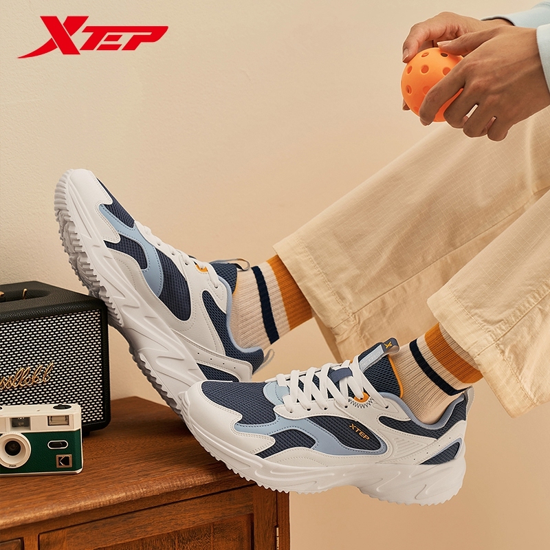  XTEP Low-Top Casual Shoes for Men Slip-Resistant Wear-Resistant Comfortable Mesh Breathable Chunky Retro Sneakers 876119320039 