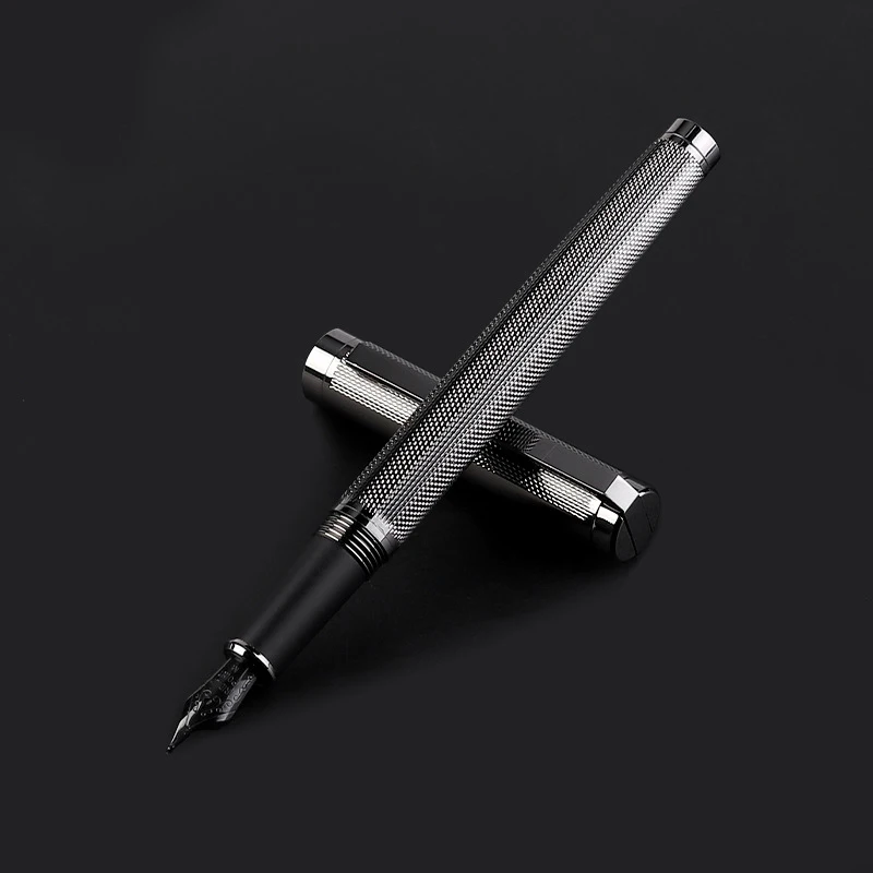 Black Forest Metal Fountain Pen Titanium Black Extra Fine Nib Beautiful Texture Excellent Writing Gift Pen