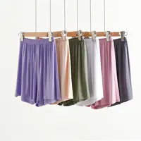 Modal Wide Leg shorts Solid Color Summer Women's short pants over the knee Plus size Loose Sleeping shorts 2