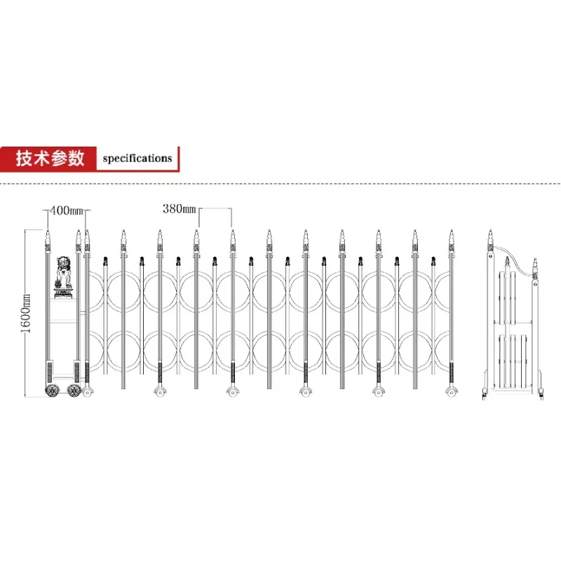 

Luxury Aluminum QG-L1628 Retractable Sliding Gate House Modern Exterior Front Gate Automatic Opening Industrial School