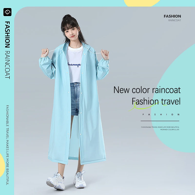 

EVA Women Raincoat Waterproof Outdoor One Piece Thickened Windbreaker Adult Raincoat Camping Reusable Poncho Rainwear