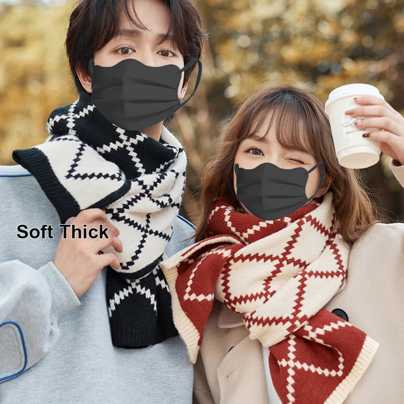 Knitted Plaid Scarf Double Sided Versatile Protective Winter Accessory For Couples Students Men Women New Year Daily Use