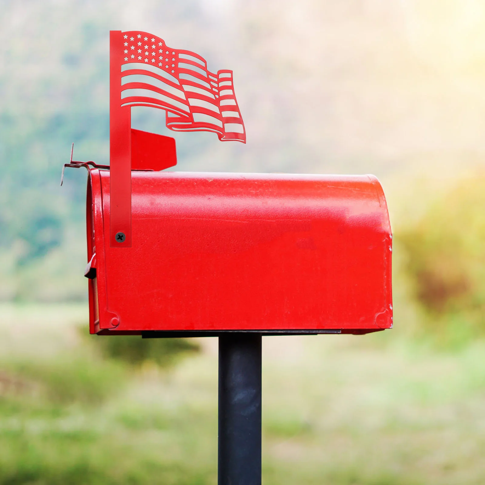 Decoration Flags Roadside Mailbox Red Cool Garden Stake Adorn Other Metal Crafts