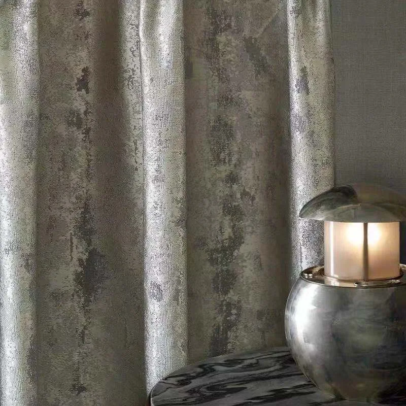 Luxury Jacquard Villa Curtains for Living Room Bedroom Windows High Density Modern Minimalist Silver Blackout Curtains Customize