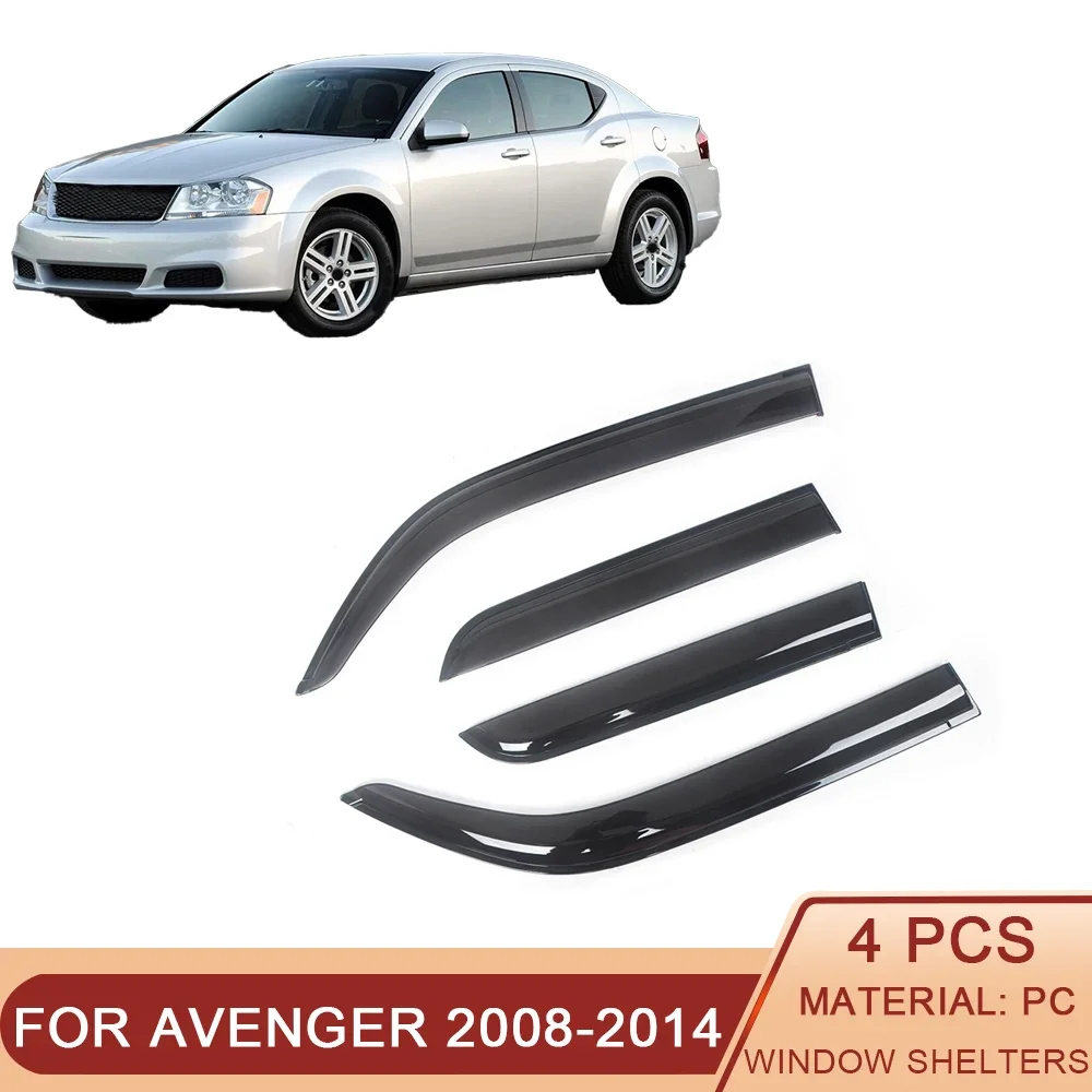 

For Dodge Avenger 2008-2014 Auto Side Window Wind Deflectors Visors Black Rain Guard Door Visor Vent Shades Dark Smoke Ventvisor