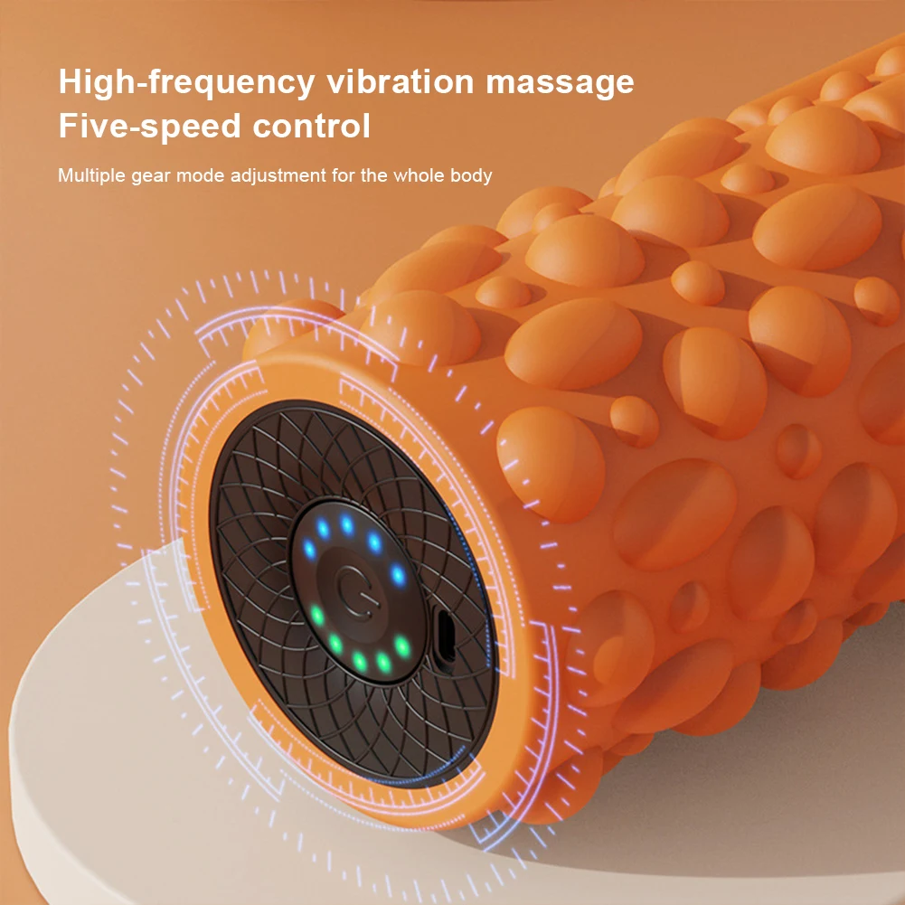 Electric Vibrating Foam Roller Yoga Column Rechargeable Massage Column 5 Modes Exercise Roller for Bodybuilding