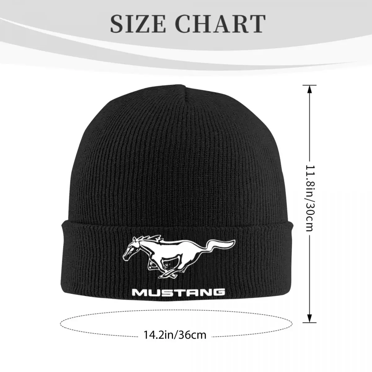 Ford Mustang Logo Knitted Hat Beanie Winter Hat Warm Unisex Street White Horse Cap for Men Women