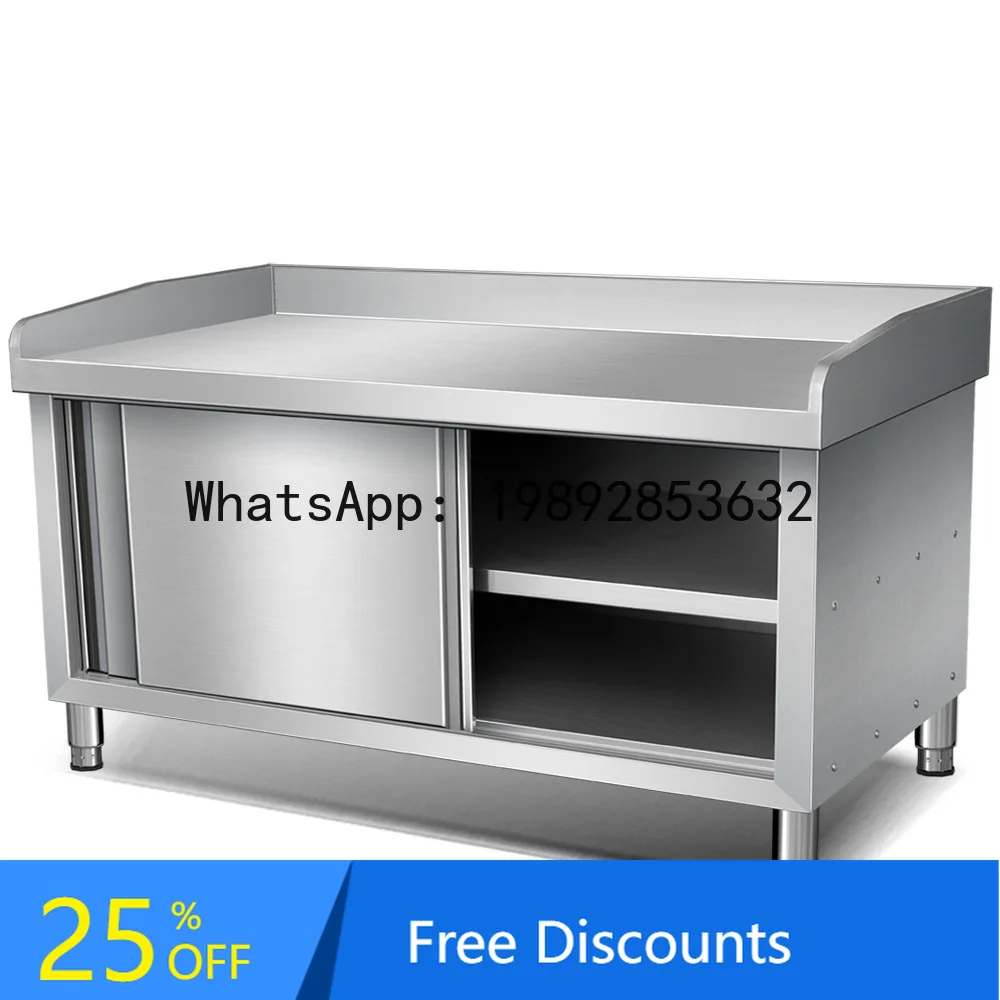YFY Stainless Steel Workbench Kitchen Hotel Sliding Door Operation Table Preparation Table Storage Cabinet Sliding Door