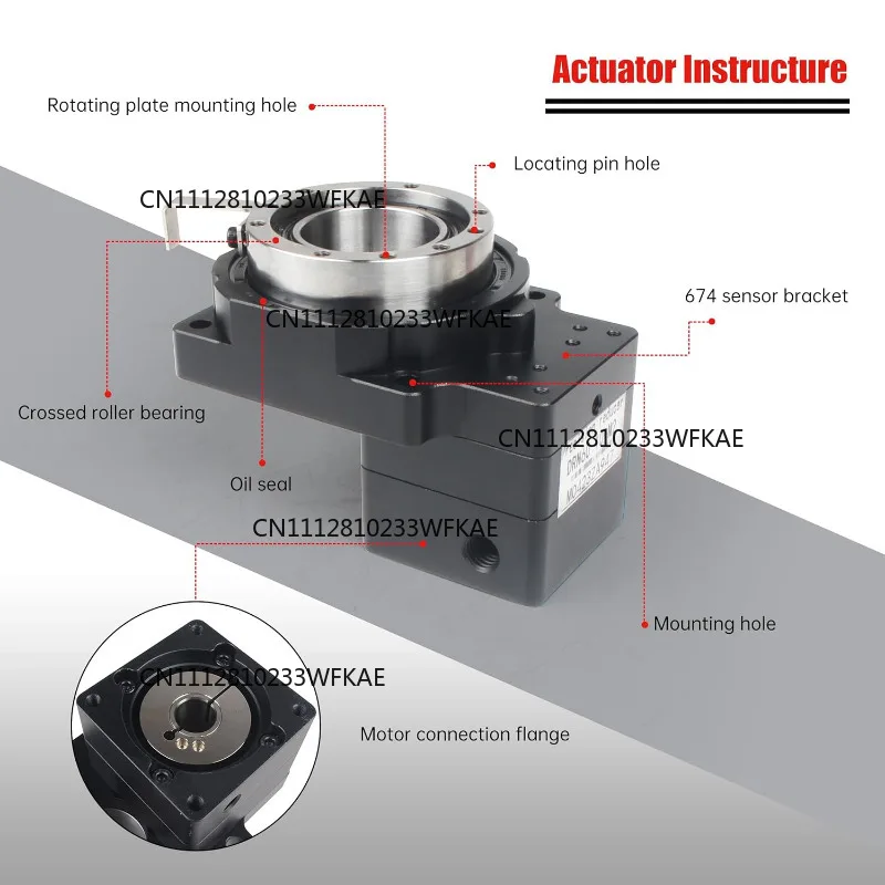 360° Positioning High Accuracy Hollow Rotary Actuator Turntable Positioners Gearbox Reducer for 100W AC Servo Motor Shaft 8mm