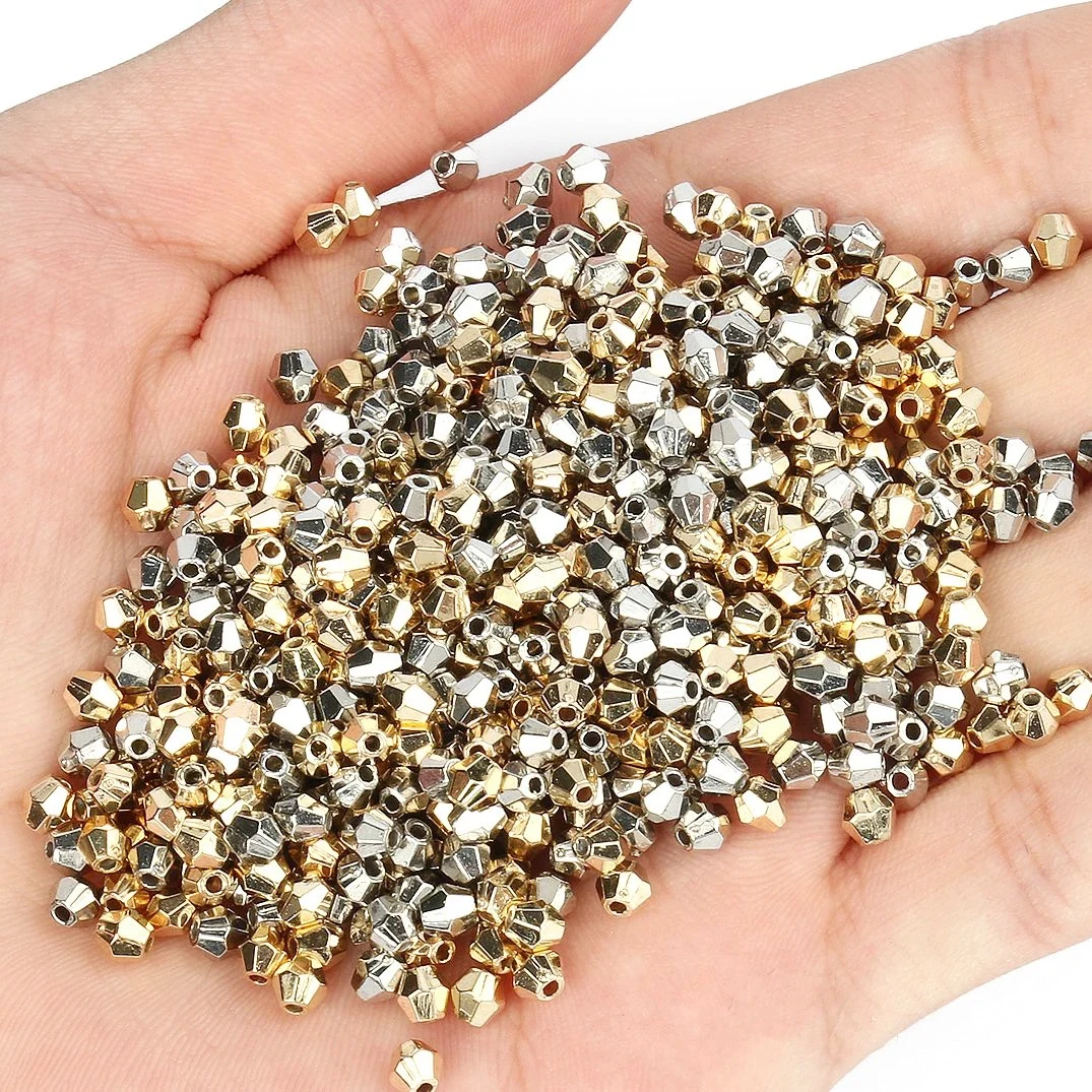 200/400 adet/grup 6x3mm Faceted eşkenar dörtgen CCB altın gümüş renk gevşek Spacer akrilik boncuk takı yapma bulgular Charm boncuk
