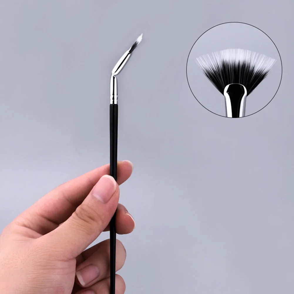 3pcs Long Handle Fan Mascara Brush 120° Scalloped Tip Double Layer Bristle Eye Lashes Brush Makeup Tool For Women Girls