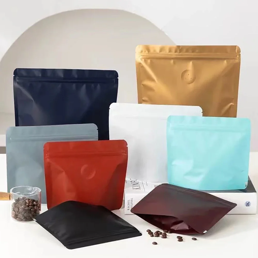 50pcs Custom Printed Food Packaging Bags Stand Up Resealable Zipper Pouches for Coffee Beans Tea Snacks Mylar Bags