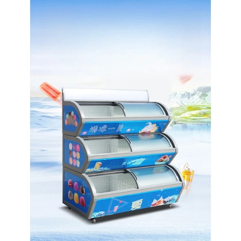 Convenience store ice cream display cabinet, supermarket child and mother cabinet three-layer ice cream cabinet refrigerated