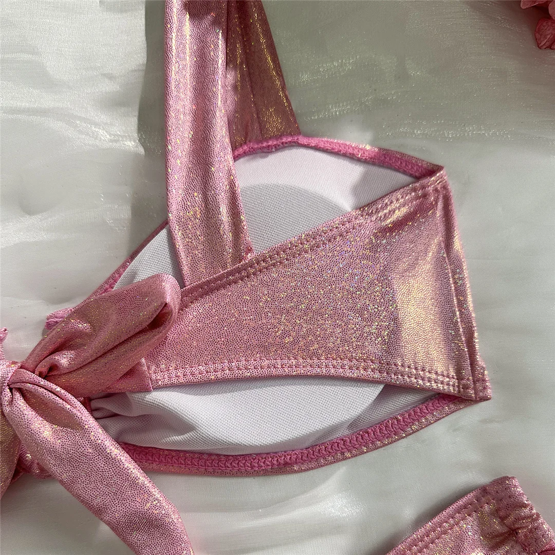 U-förmiger glitzernder, glänzender Bikini, zweiteiliger Damen-Bikini, Damen-Badeanzug, brasilianischer Badeanzug, Bather V7564 – Detail 12
