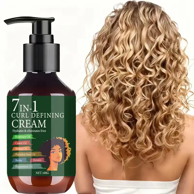 Water Ice Levin Crema definidora de rizos 7 en 1, 100 g, con aceite de romero y ricino, hidrata, define rizos brillantes y elimina el frizz