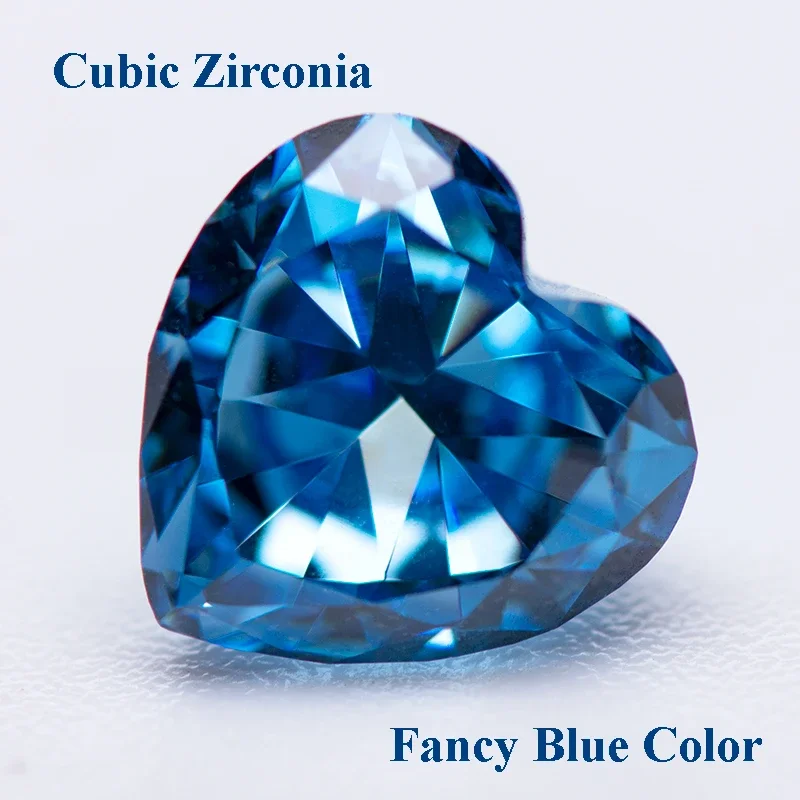 

Cubic Zirconia Crushed Ice Cut Fancy Blue Color Heart Shape Charms Beads for Diy Jewelry Making Pendant Materials No Certificate